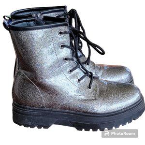 Patrizia Poweress Chunky Platform Gunmetal Metallic Combat Boots EU 36/US 6